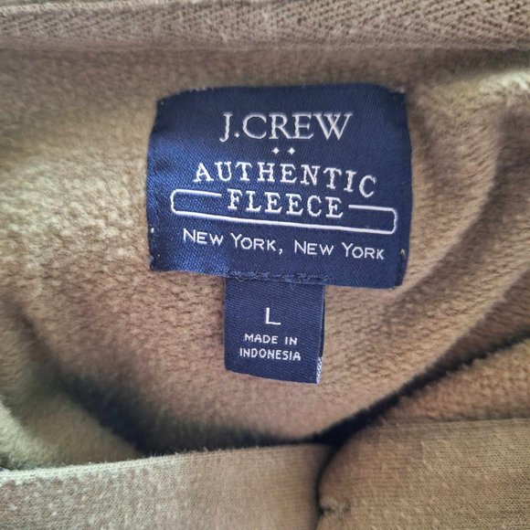 J. Crew  Hooded Fleece Lined Sweatshirt Olive Green Size Large - Picture 6 of 6